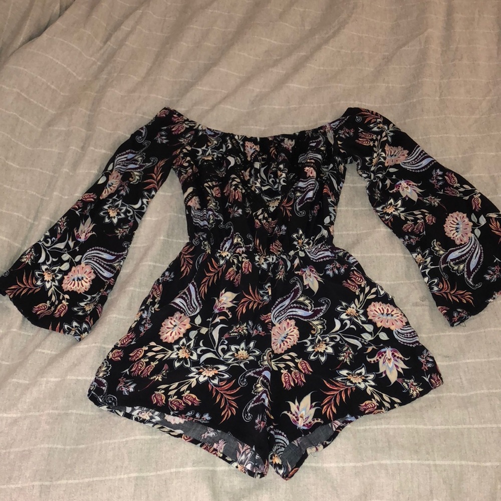 Paisley/floral off the shoulder romper